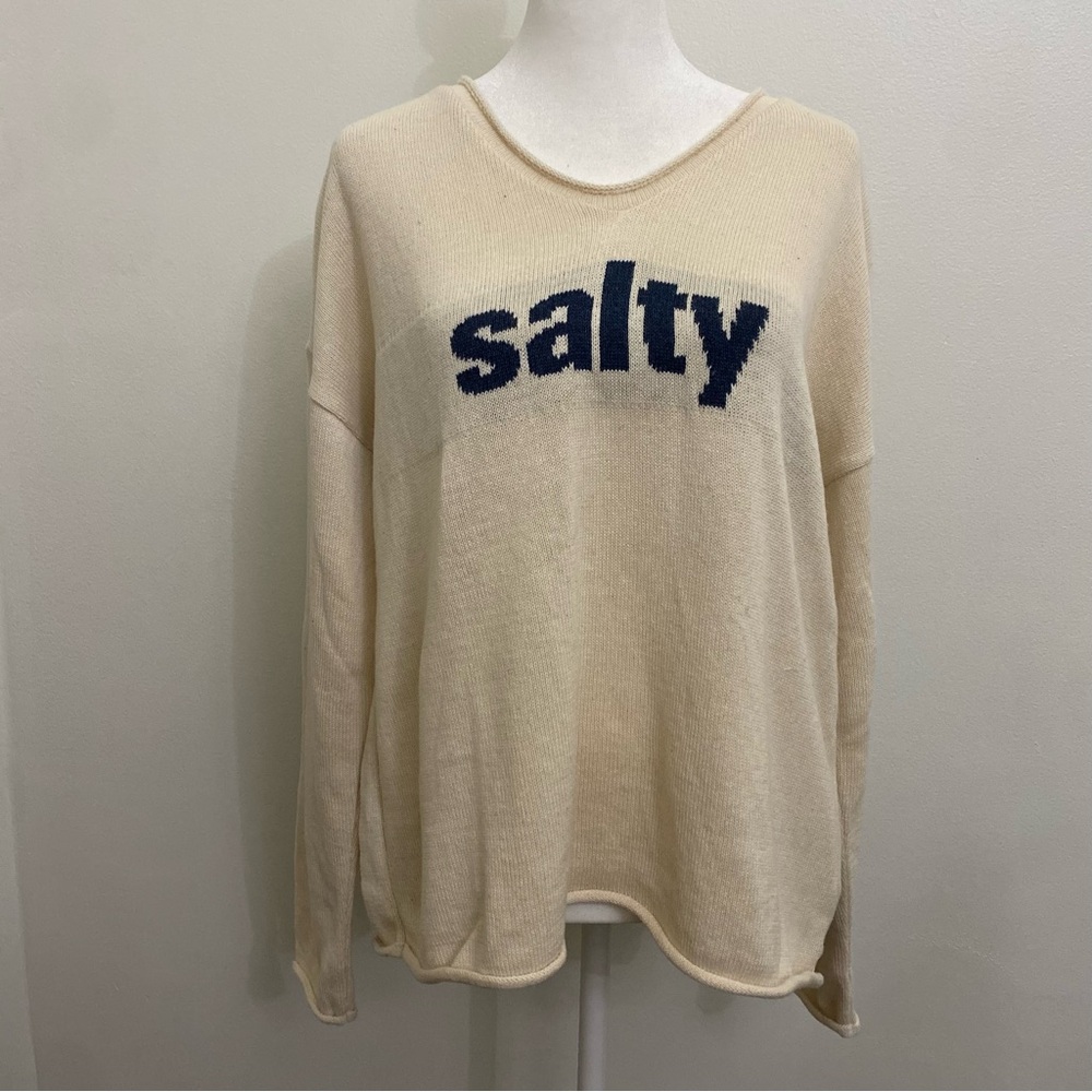 Cream Sweater with 'Salty' Text